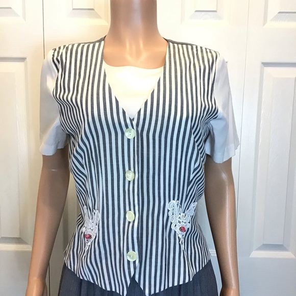 Miss Dorby Vintage Short Sleeve Vest Popover Romper Size 10P - Picture 3 of 8